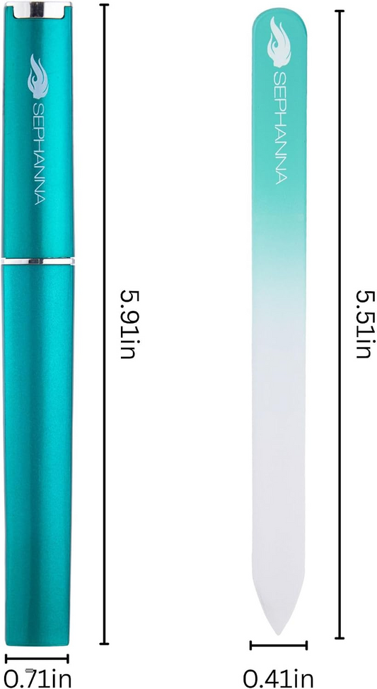 Sephanna 3 Pack Premium Crystal Glass Nail File for Natural Nails, Professional Glass Nail Files with case for Unisex, Portable Czech Glass Nail File Double Sided for Natural & Acrylic Nail Care