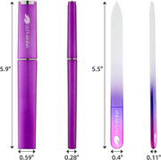 Premium Crystal Glass Nail File, Glass Nail Files with case for Unisex, Portable Glass Nail File Double Sided for Natural & Acrylic Nail Care (Black, Blue, Pink, Purple, Clear & Sea Green)