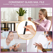 Premium Crystal Glass Nail File, Glass Nail Files with case for Unisex, Portable Glass Nail File Double Sided for Natural & Acrylic Nail Care (Black, Blue, Pink, Purple, Clear & Sea Green)